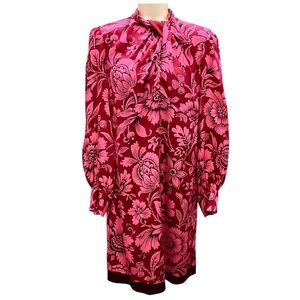 ERDEM PINK MULTI PRINTED SILK MARISABEL DRESS